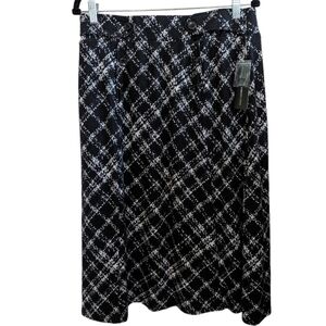 NEW Robert Louis B&W Abstract Plaid Pull On A-line Skirt Size 1X